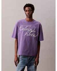 Calvin Klein - Relaxed Grafisch T-Shirt Met Borduursel - Lyst