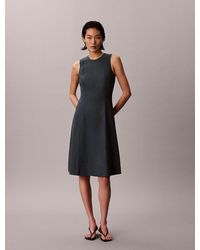 Calvin Klein - Linen Blend Sleeveless Midi Dress - Lyst