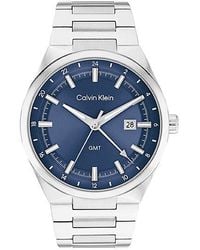 Calvin Klein - Roestvrijstalen Gmt-Horloge Met Blauwe Wijzerplaat - Lyst