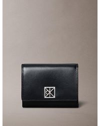 Calvin Klein - Monogram Logo Emblem Leather Trifold Wallet - Lyst