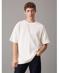Calvin Klein - T-Shirt Aus Gebürsteter, Gerippter Baumwolle - Lyst