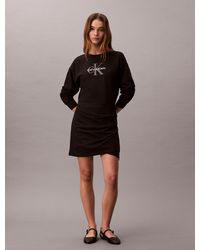 Calvin Klein - French Terry Monologo Sweatshirt Dress - Lyst