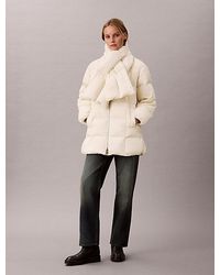 Calvin Klein - Quilted Down Puffer Coat With Scarf - Lyst