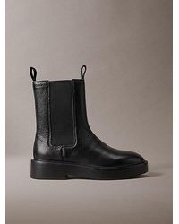 Calvin Klein - Leather Stacked Heel Chelsea Boots - Lyst