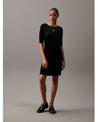 Calvin Klein - Vestido de canalé de lyocell suave - Lyst