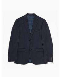 Calvin Klein Slim Fit Navy Pinstripe Jacket - Blue