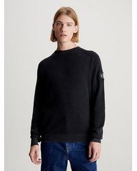 Calvin Klein - Badge-Pullover aus Baumwolle in Waffelstruktur - Lyst