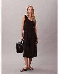 Calvin Klein - Scoop Neck Flared Midi Dress - Lyst