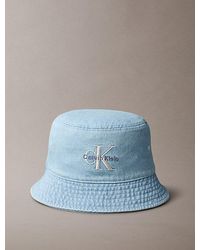Calvin Klein - Denim Embroidered Monogram Bucket Hat - Lyst