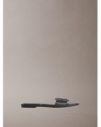 Calvin Klein - Ck Provence Leather Square Toe Flat Sandals - Lyst