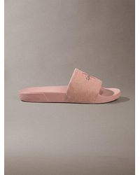 Calvin Klein - Konturierte Logo-Slippers Aus Canvas - Lyst