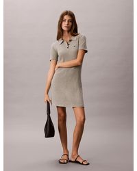 Calvin Klein - Ribbed Knit Flared Mini Dress - Lyst