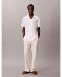 Calvin Klein - Relaxed Straight Linen Blend Cargo Pants - Lyst