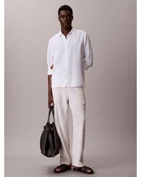 Calvin Klein - Solid Linen Blend Classic Shirt - Lyst
