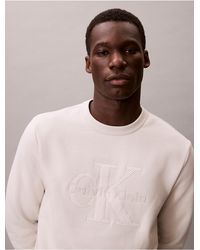 Calvin Klein - Calvin Klein Fleece Velvet Monologo Graphic Relaxed Sweatshirt - Lyst