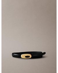 Calvin Klein - Cinturón fino de piel granulada con hebilla gruesa - Lyst