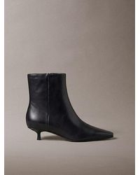 Calvin Klein - Leather Kitten Heel Ankle Boots - Lyst