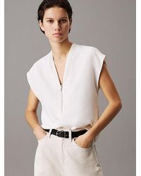 Calvin Klein - Bluse Mit Reißverschluss Aus Georgette - Lyst