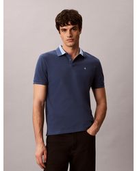 Calvin Klein - Contrast Collar Piqué Polo Shirt - Lyst