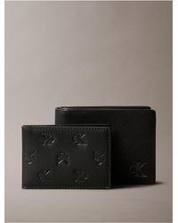 Calvin Klein - Calvin Klein Allover Monogram Logo Bifold Wallet + Card Case - Lyst