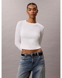 Calvin Klein - Jeans Monologo Long Sleeve Rib Baby Tee - Lyst