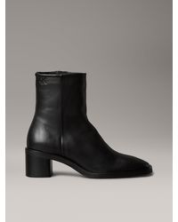 Calvin Klein - Bottines En Cuir À Bout Carré Et Fermeture Éclair - Lyst