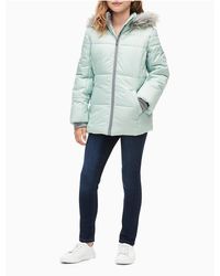 calvin klein big girls belted puffer jacket
