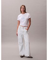 Calvin Klein - T-Shirt Met Monogram Applicatie - Lyst