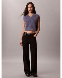 Calvin Klein - Jeans Wool Blend Textured Logo Sweater Vest - Lyst