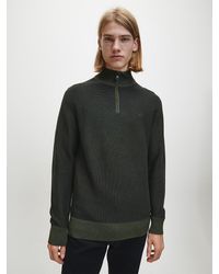 Calvin Klein Jersey de algod�n org�nico con cremallera en el cuello - Verde