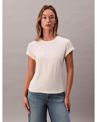 Calvin Klein - Jeans Velour Embossed Logo Graphic Slim T-Shirt - Lyst