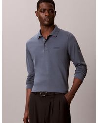 Calvin Klein - Slim Cotton Long Sleeve Polo Shirt - Lyst