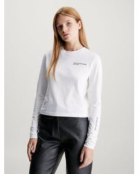 Calvin Klein - Langärmliges Logo-T-Shirt - Lyst