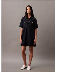 Calvin Klein - Calvin Klein Relaxed Denim Mini Shirt Dress - Lyst