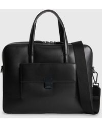 Calvin Klein Faux Leather Laptop Bag in Black for Men | Lyst UK