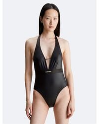 Calvin Klein - Plunge Neckline One Piece Swimsuit - Lyst