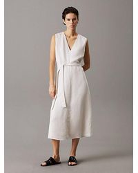 Calvin Klein - Linnen Lyocell Jurk - Lyst