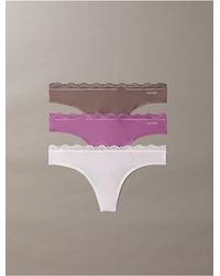 Calvin Klein - Microfiber Stretch With Lace 3-Pack Thong - Lyst