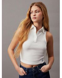 Calvin Klein - Schmales Baumwoll-Poloshirt mit Waffelmuster - Lyst