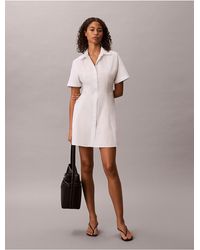 Calvin Klein - Cotton Poplin Mini Shirt Dress - Lyst