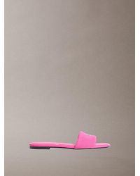 Calvin Klein - Ck Provence Canvas Square Toe Flat Sandals - Lyst