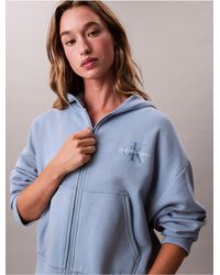 Calvin Klein - Calvin Klein Fleece Logo Relaxed Zip Hoodie - Lyst