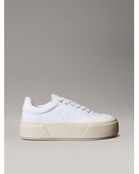 Calvin Klein - Leather Signature Logo Platform Trainers - Lyst
