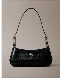 Calvin Klein - Monogram Logo Hardware Crocodile Print Shoulder Bag - Lyst