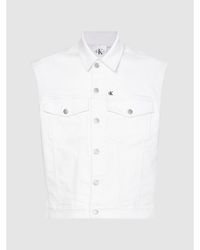 Calvin Klein Chaleco denim con logo de arco�ris - Blanco