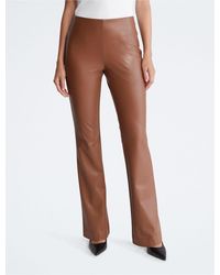 Calvin Klein - Faux Leather Flared Pants - Lyst