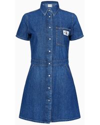 Calvin Klein Vestido camisero denim - Azul