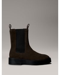 Calvin Klein - Suede Stacked Heel Chelsea Boots - Lyst