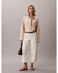Calvin Klein - Jeans Cropped Cotton Twill Barrel Trousers - Lyst