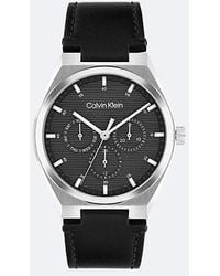 Calvin Klein - Multifunctioneel Horloge Met Leren Band - Lyst